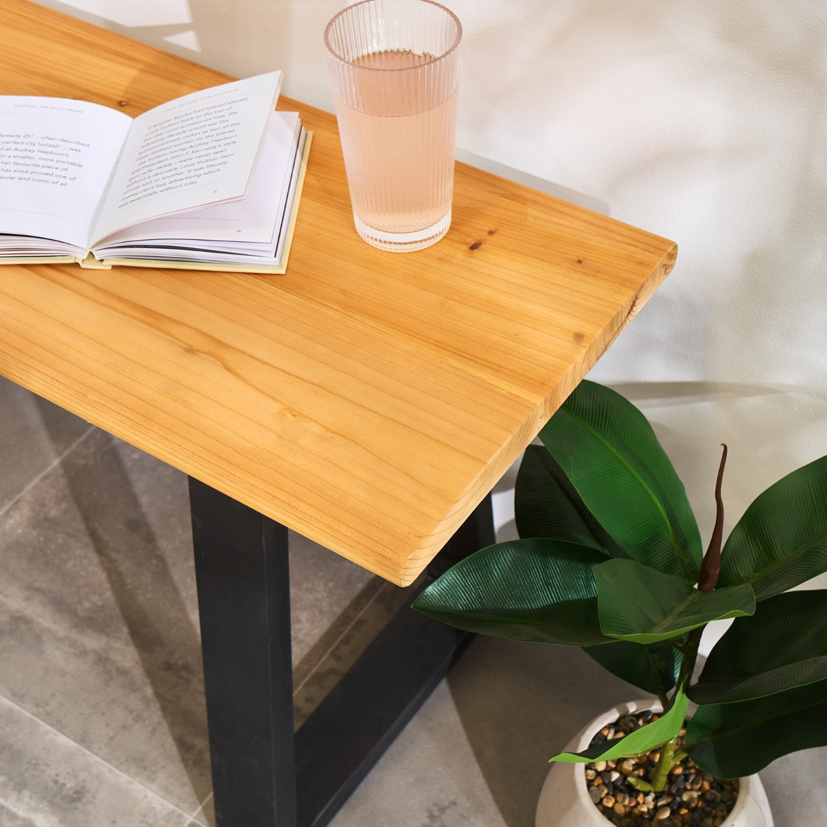 OHS 3 Seater Indoor/Outdoor Wooden Rustic Bench - Natural/Black>