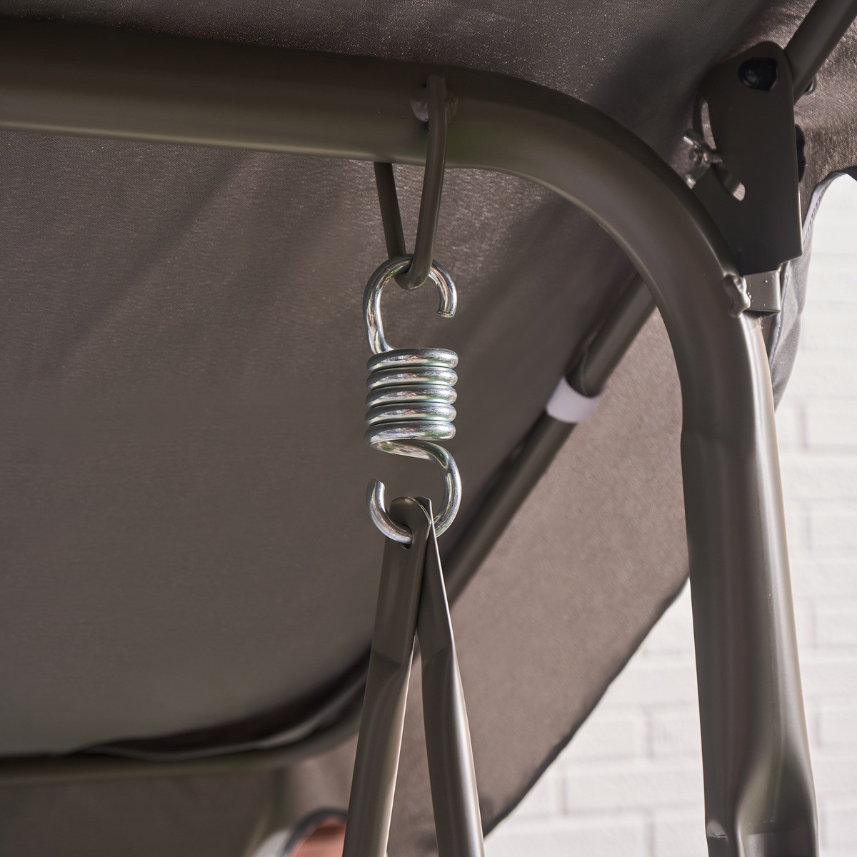 OHS Geometric 3 Seater Swing Bench With Canopy - Grey>