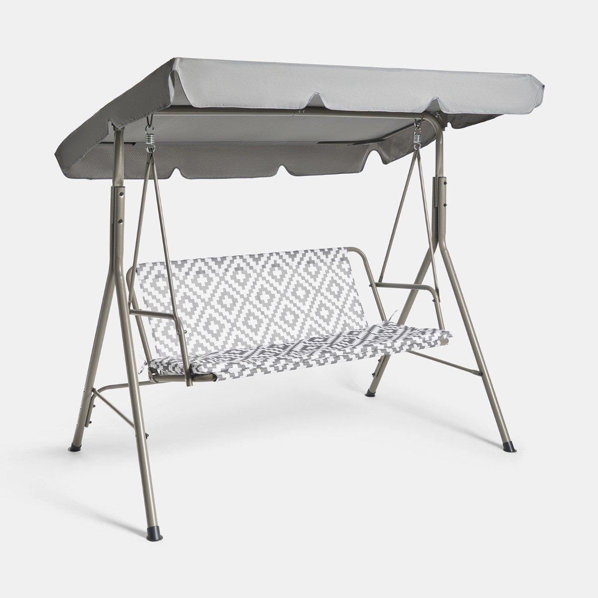 OHS Geometric 3 Seater Swing Bench With Canopy - Grey>