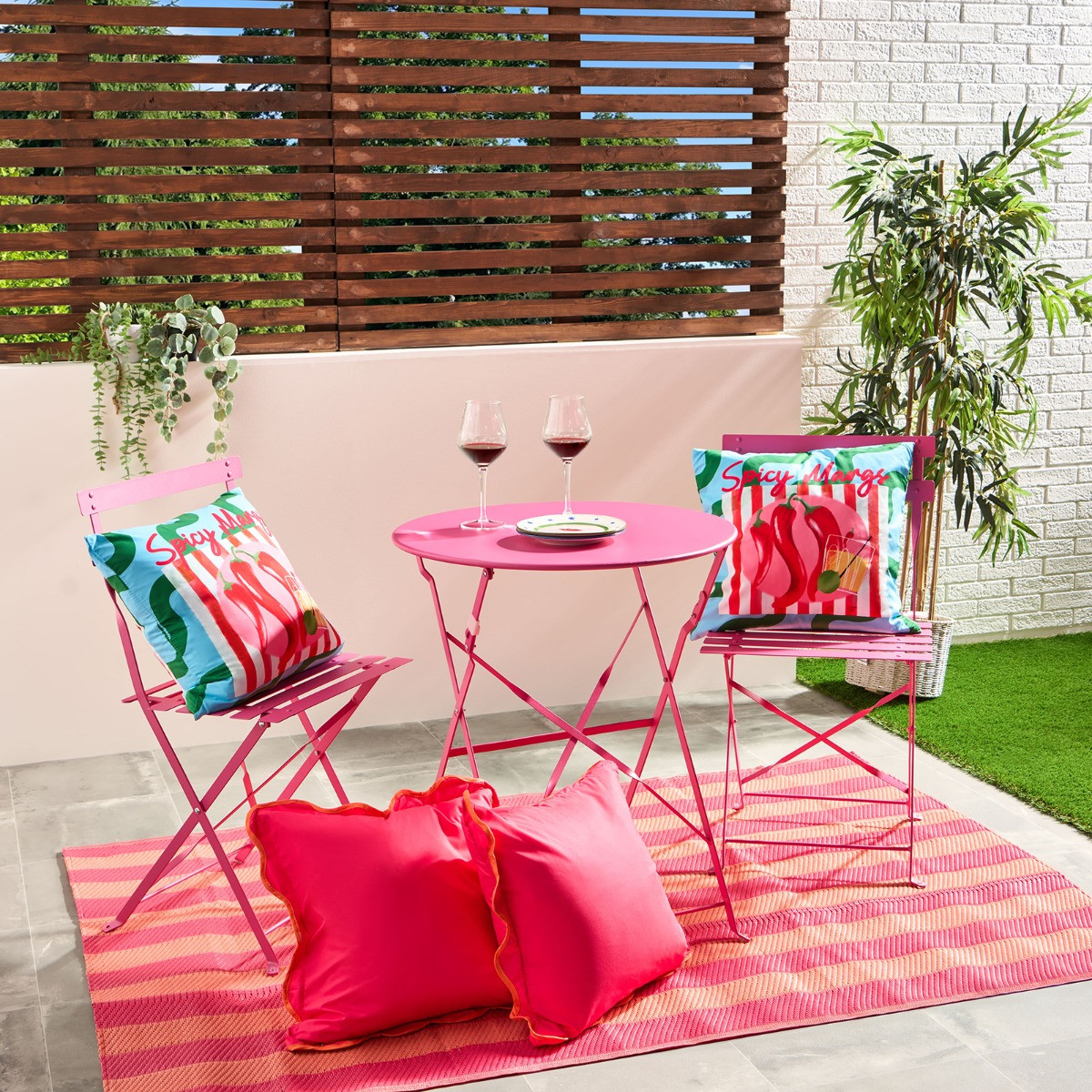 OHS Metal Bistro Set, 3 Piece - Hot Pink>