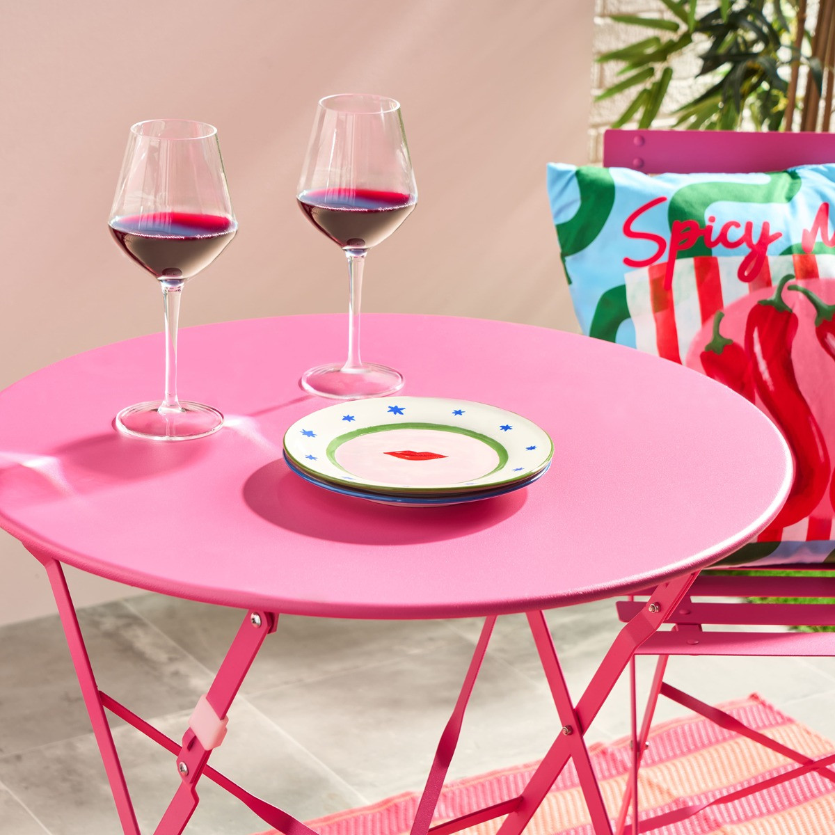 OHS Metal Bistro Set, 3 Piece - Hot Pink>