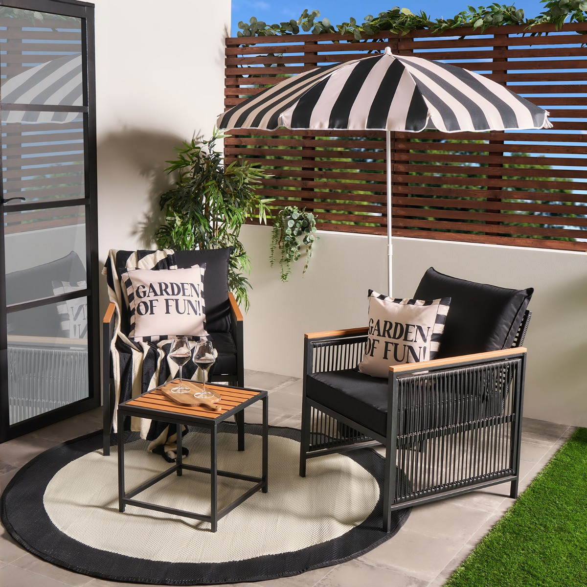 OHS Dubai 2 Seater Luxe Bistro Set - Black>