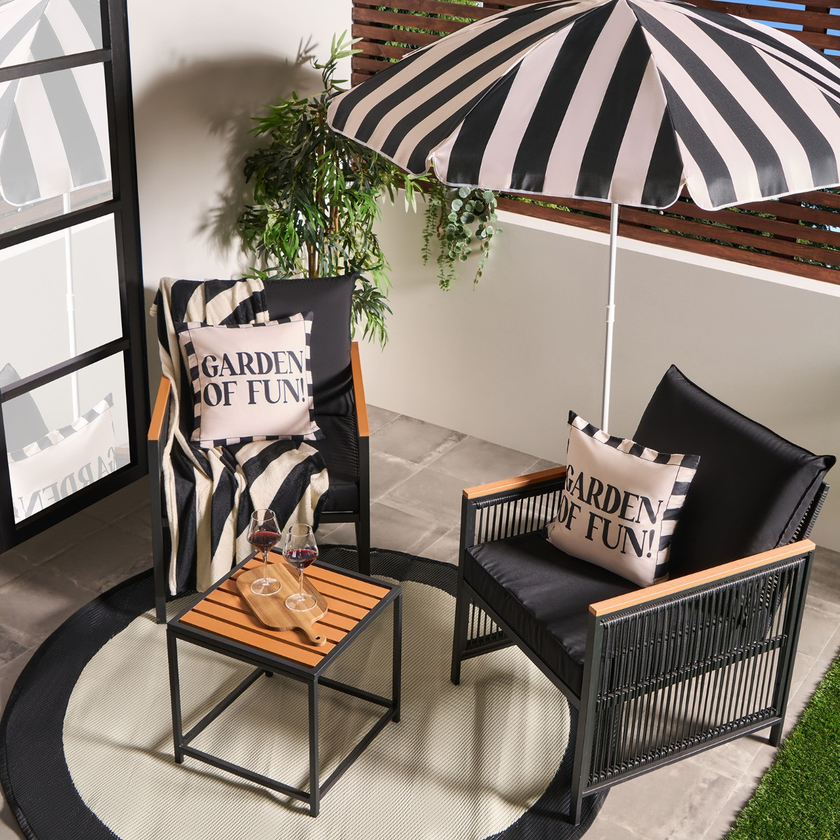 OHS Dubai 2 Seater Luxe Bistro Set - Black>