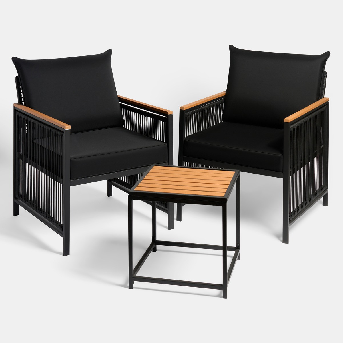 OHS Dubai 2 Seater Luxe Bistro Set - Black>