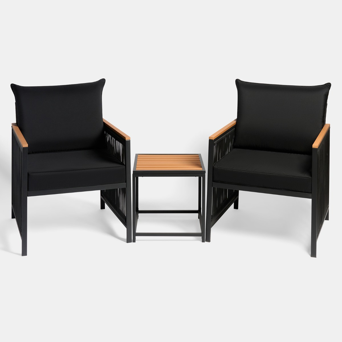 OHS Dubai 2 Seater Luxe Bistro Set - Black>