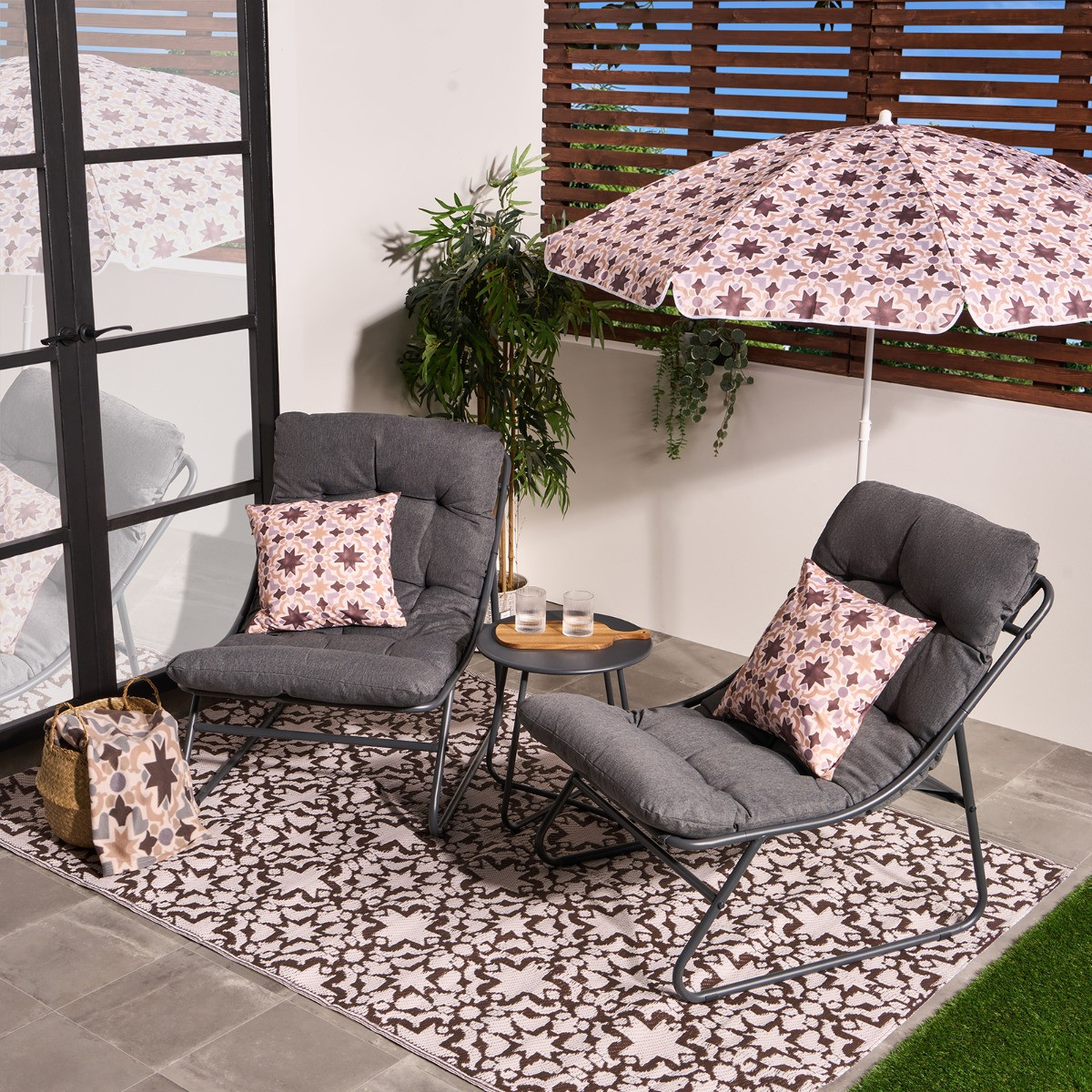 OHS Mykonos 2 Seater Bistro Set - Grey>