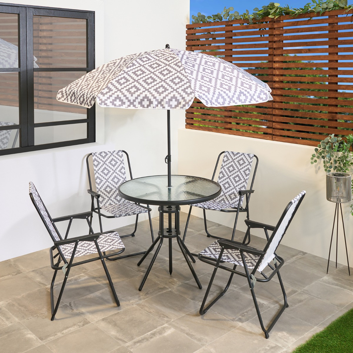OHS 6-Piece Geometric Patio Set - Grey>