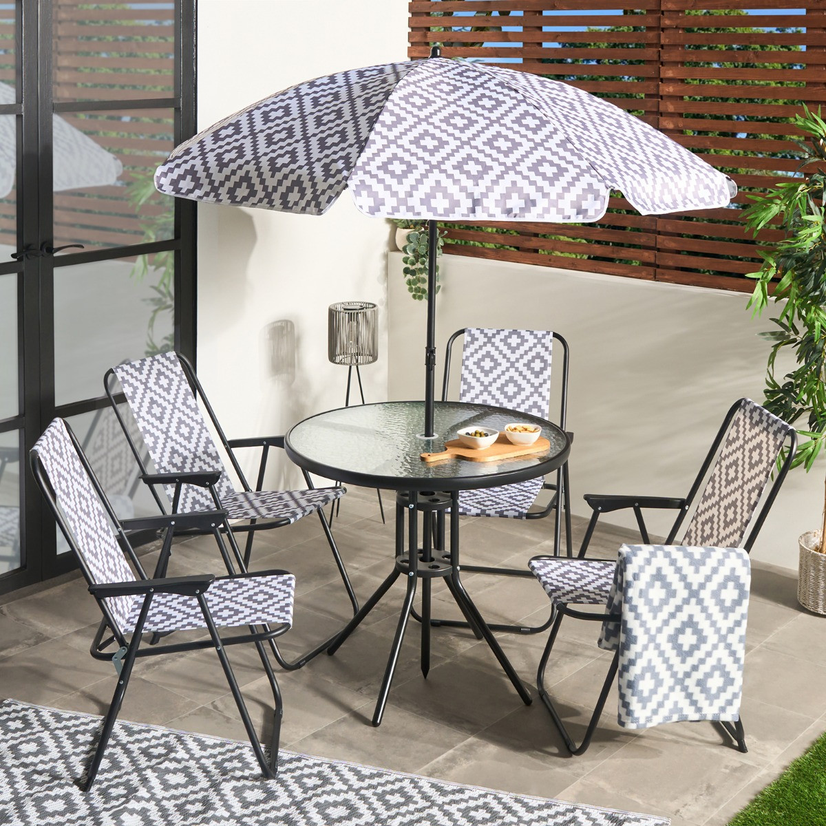 OHS 6-Piece Geometric Patio Set - Grey>
