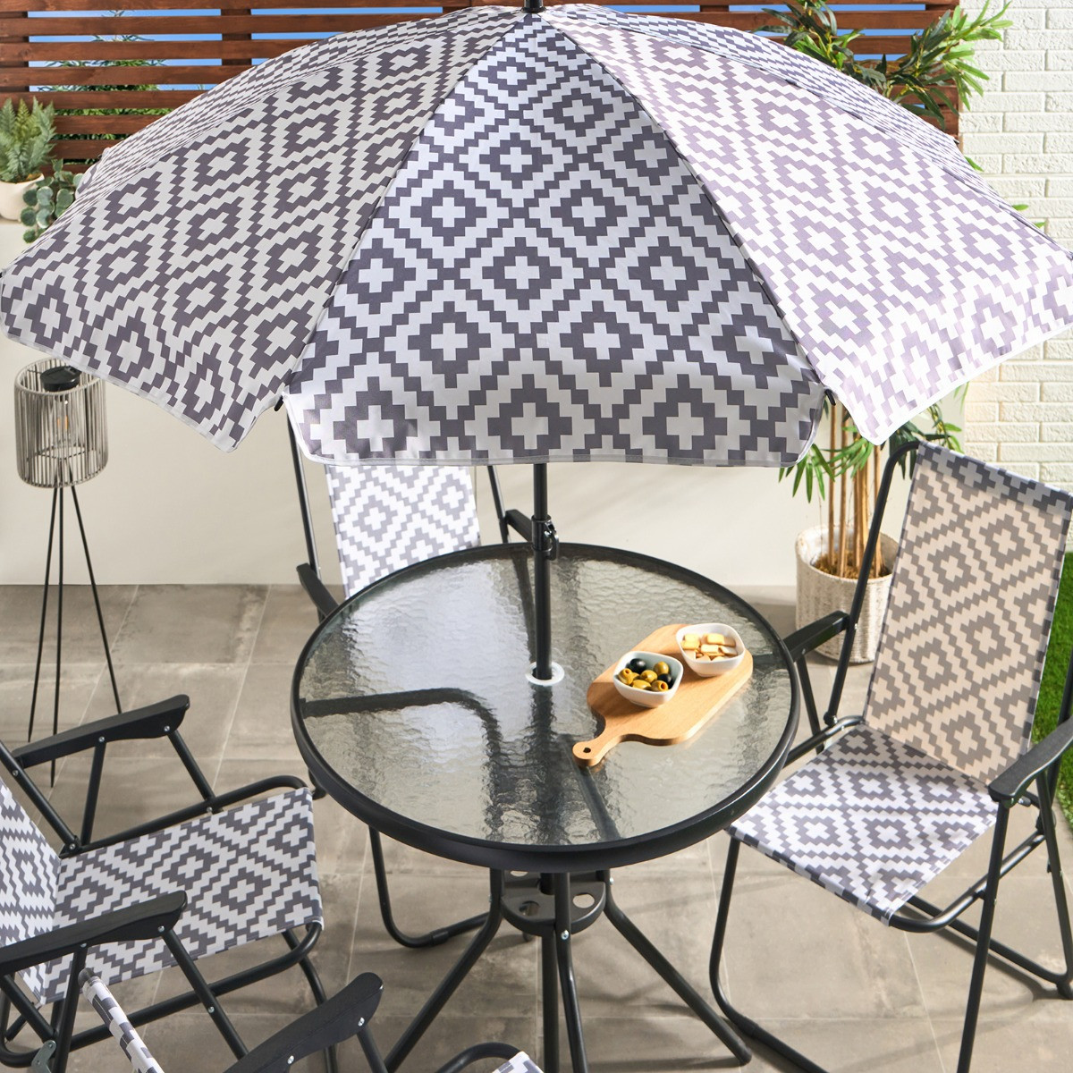 OHS 6-Piece Geometric Patio Set - Grey>