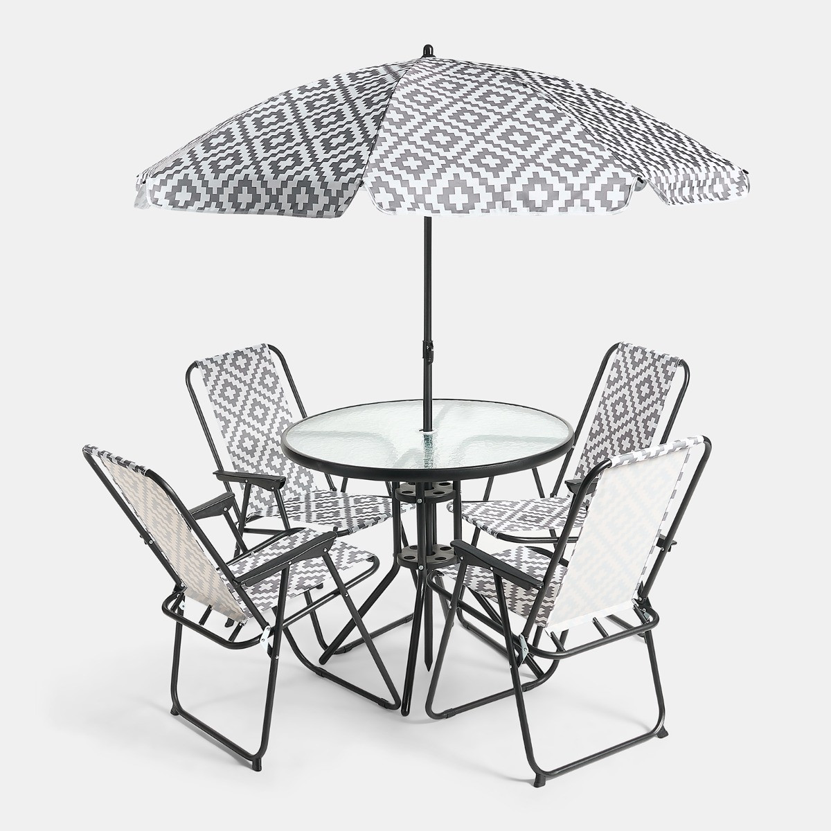 OHS 6-Piece Geometric Patio Set - Grey>