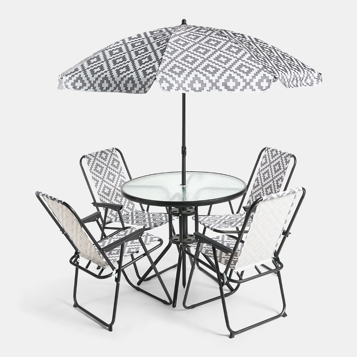 OHS 6-Piece Geometric Patio Set - Grey>