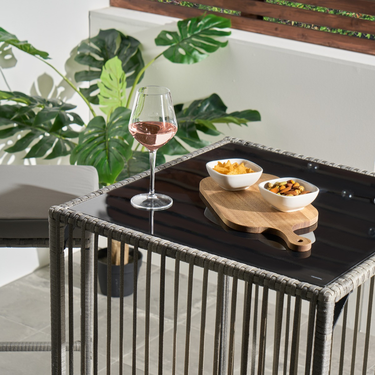 OHS Amalfi Bar Stool & Table Set - Grey>