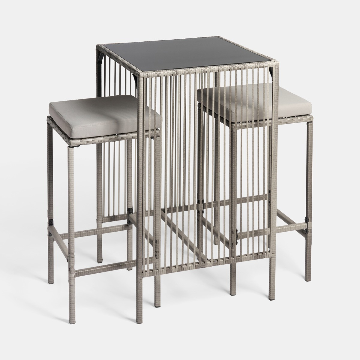 OHS Amalfi Bar Stool & Table Set - Grey>