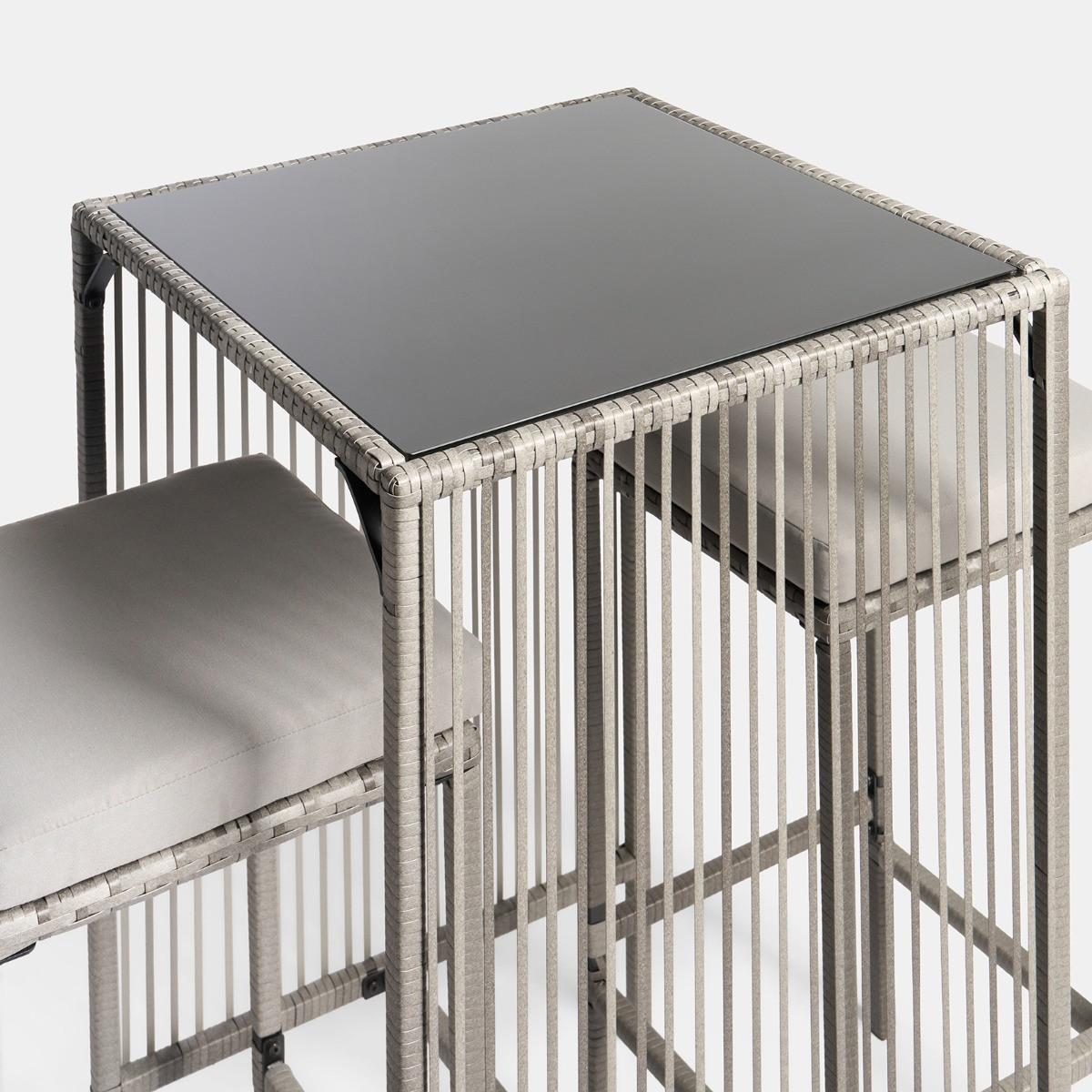 OHS Amalfi Bar Stool & Table Set - Grey>