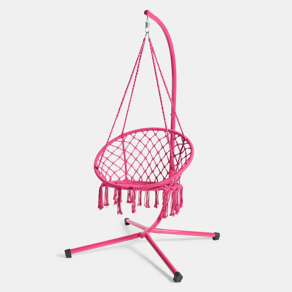 OHS Macrame Knotted Swing Chair - Hot Pink>