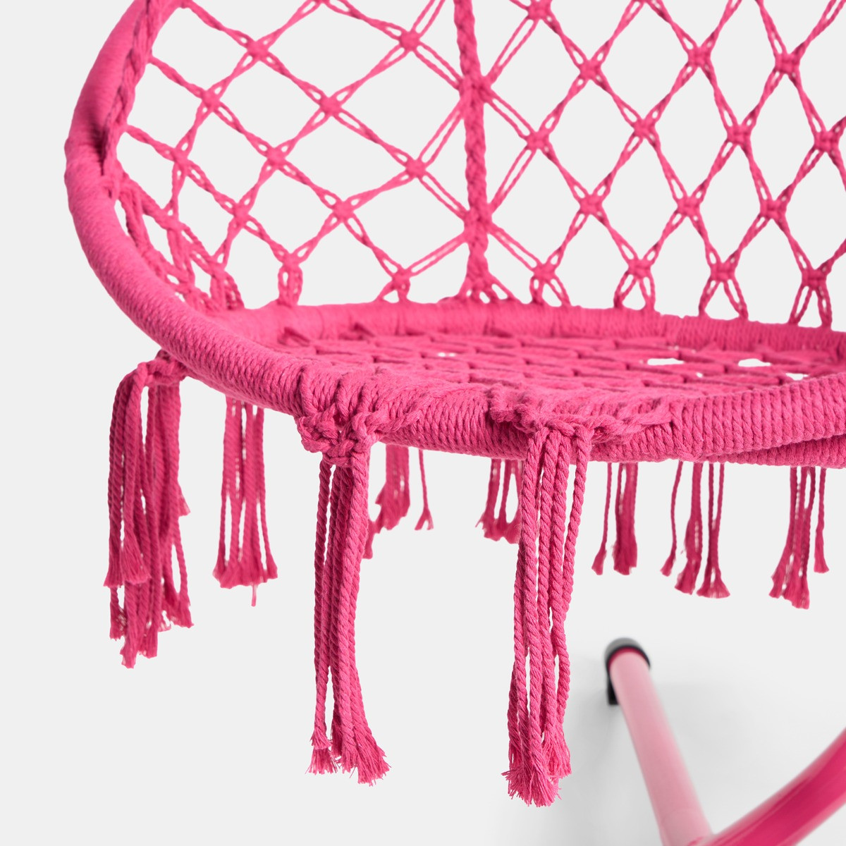 OHS Macrame Knotted Swing Chair - Hot Pink>