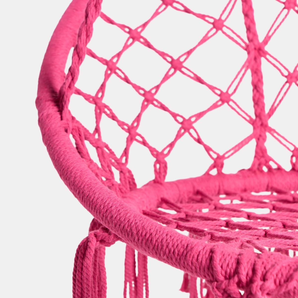 OHS Macrame Knotted Swing Chair - Hot Pink>