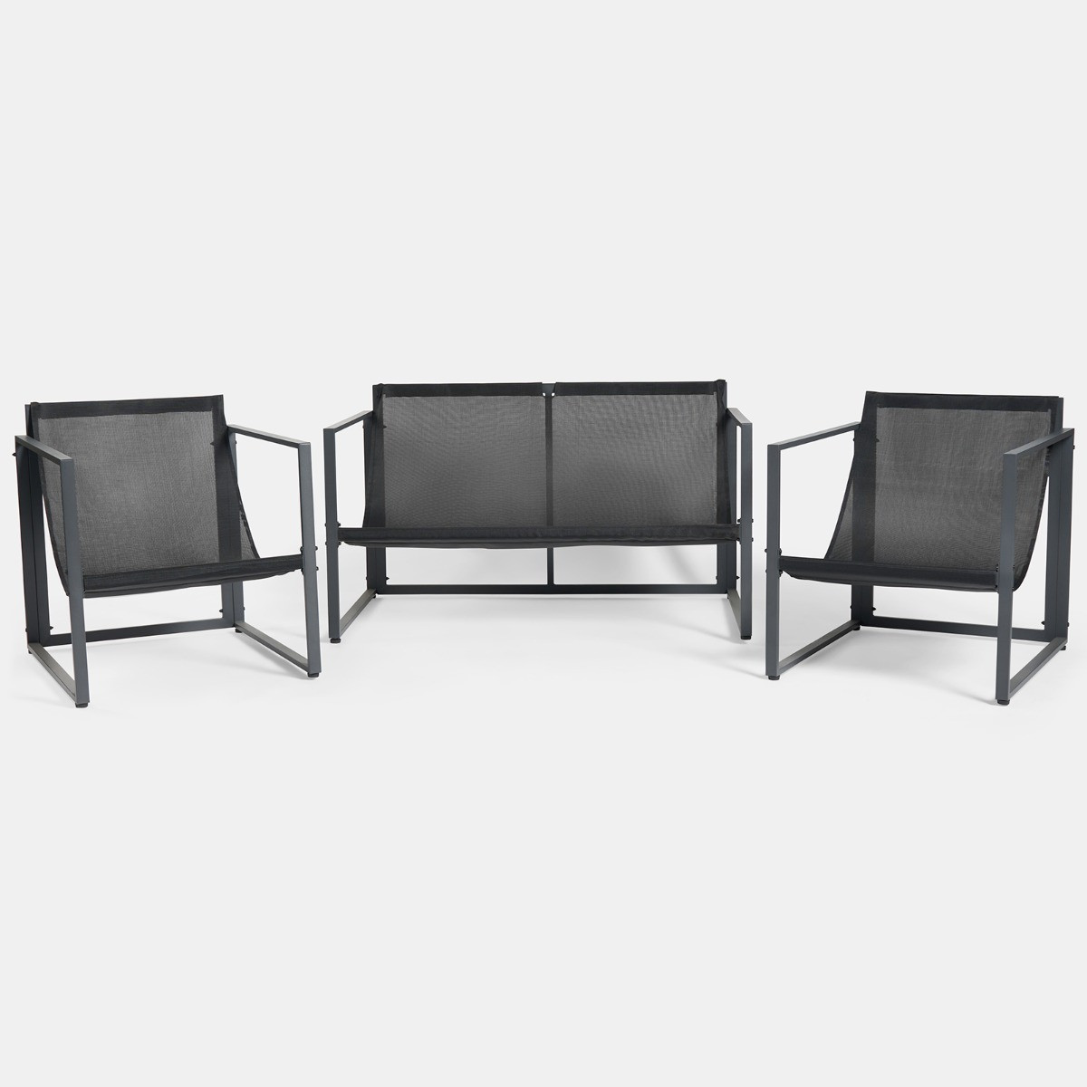 OHS Miami 4 Seater Outdoor Lounger Set - Black>