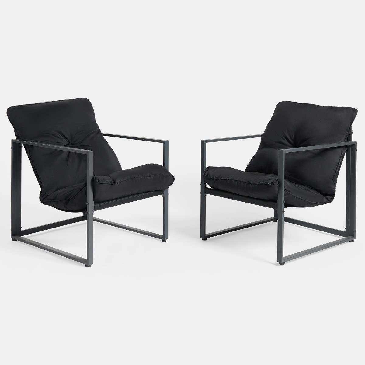 OHS Miami 4 Seater Outdoor Lounger Set - Black>