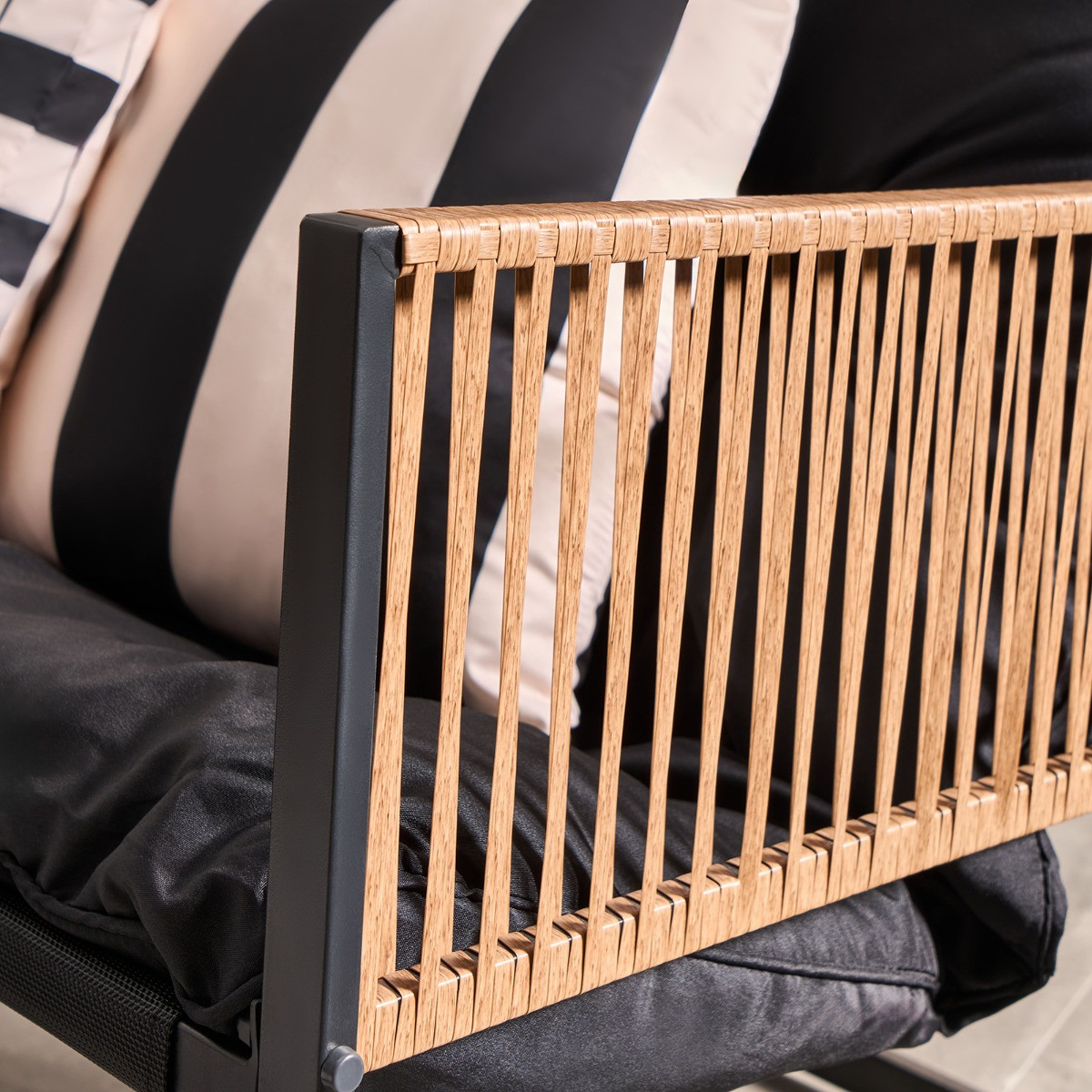 OHS Santorini 5 Seater Corner Sofa Set - Black>