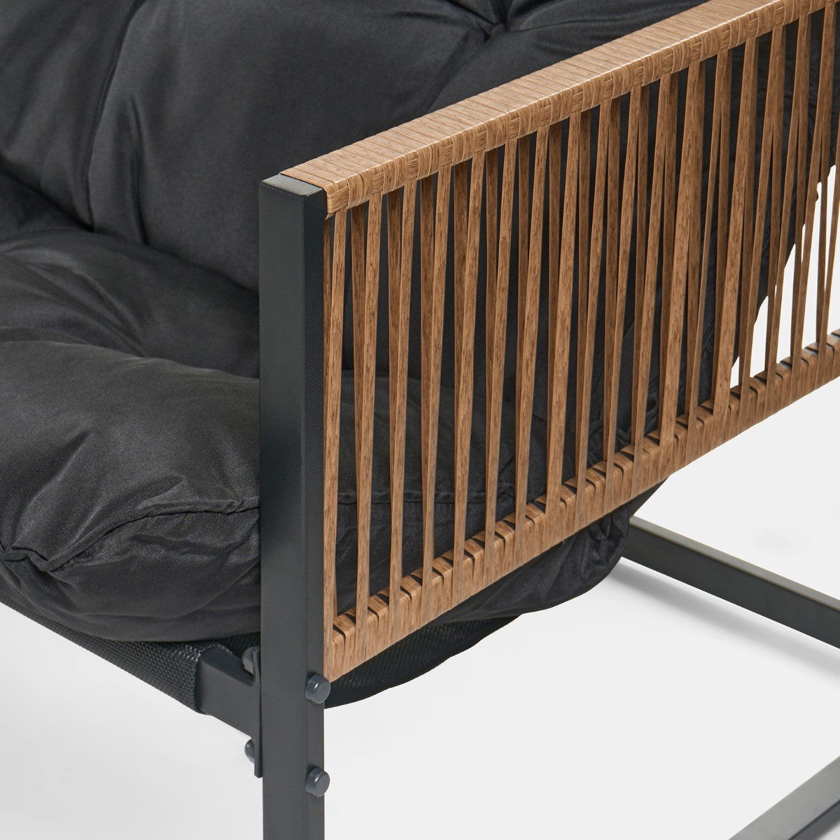 OHS Santorini 5 Seater Corner Sofa Set - Black>