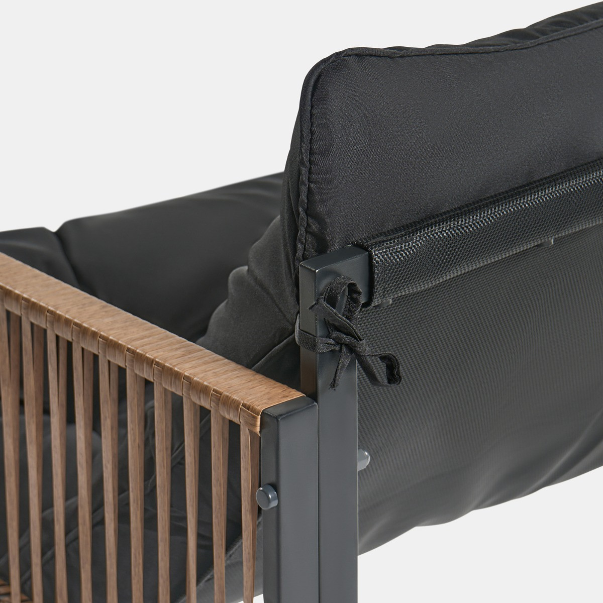 OHS Santorini 5 Seater Corner Sofa Set - Black>