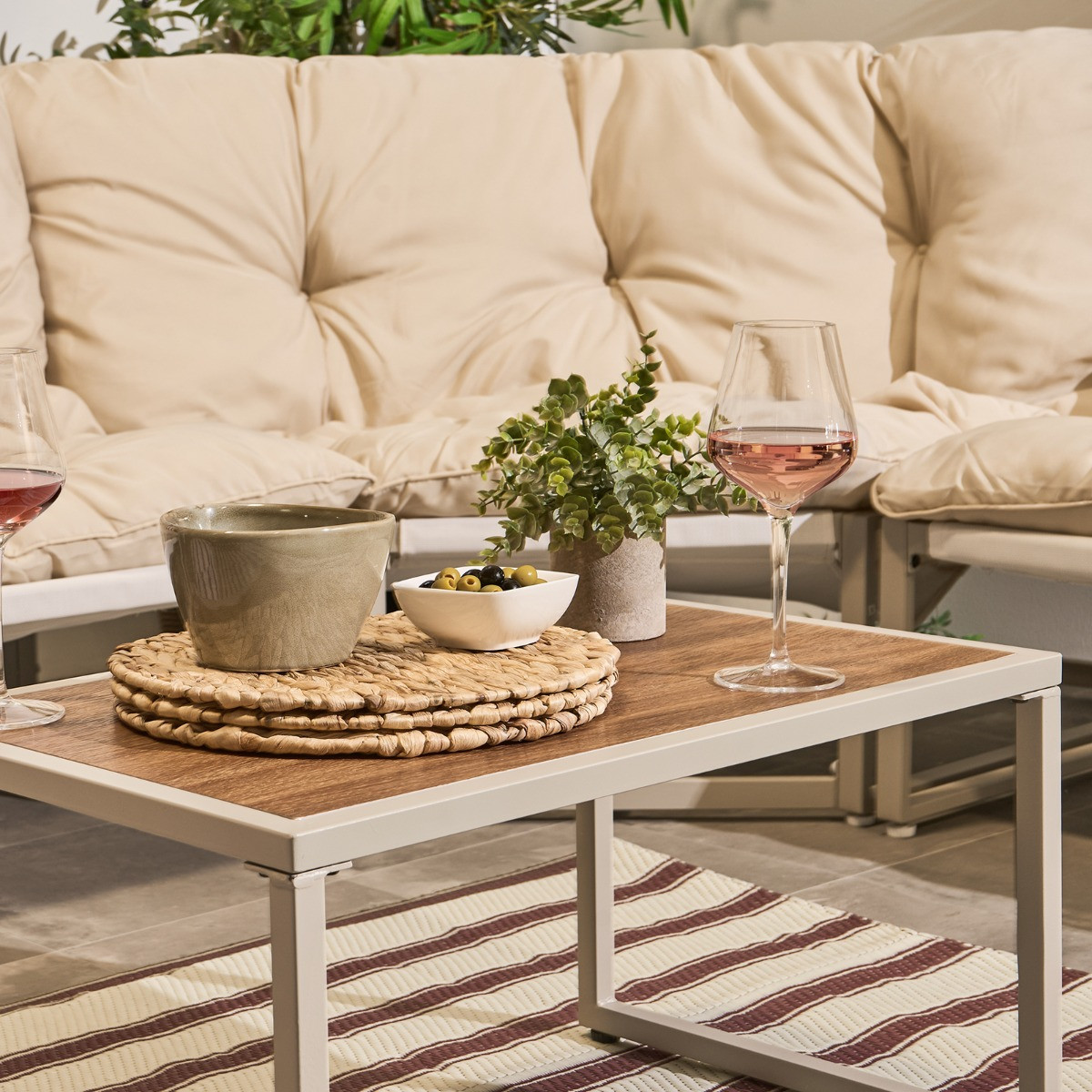 OHS Santorini 5 Seater Corner Sofa Set - Natural>