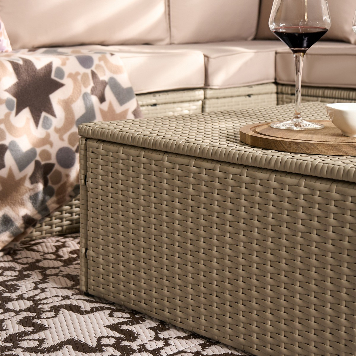 OHS Tuscany 5 Seater Rattan Sofa Set - Natural>