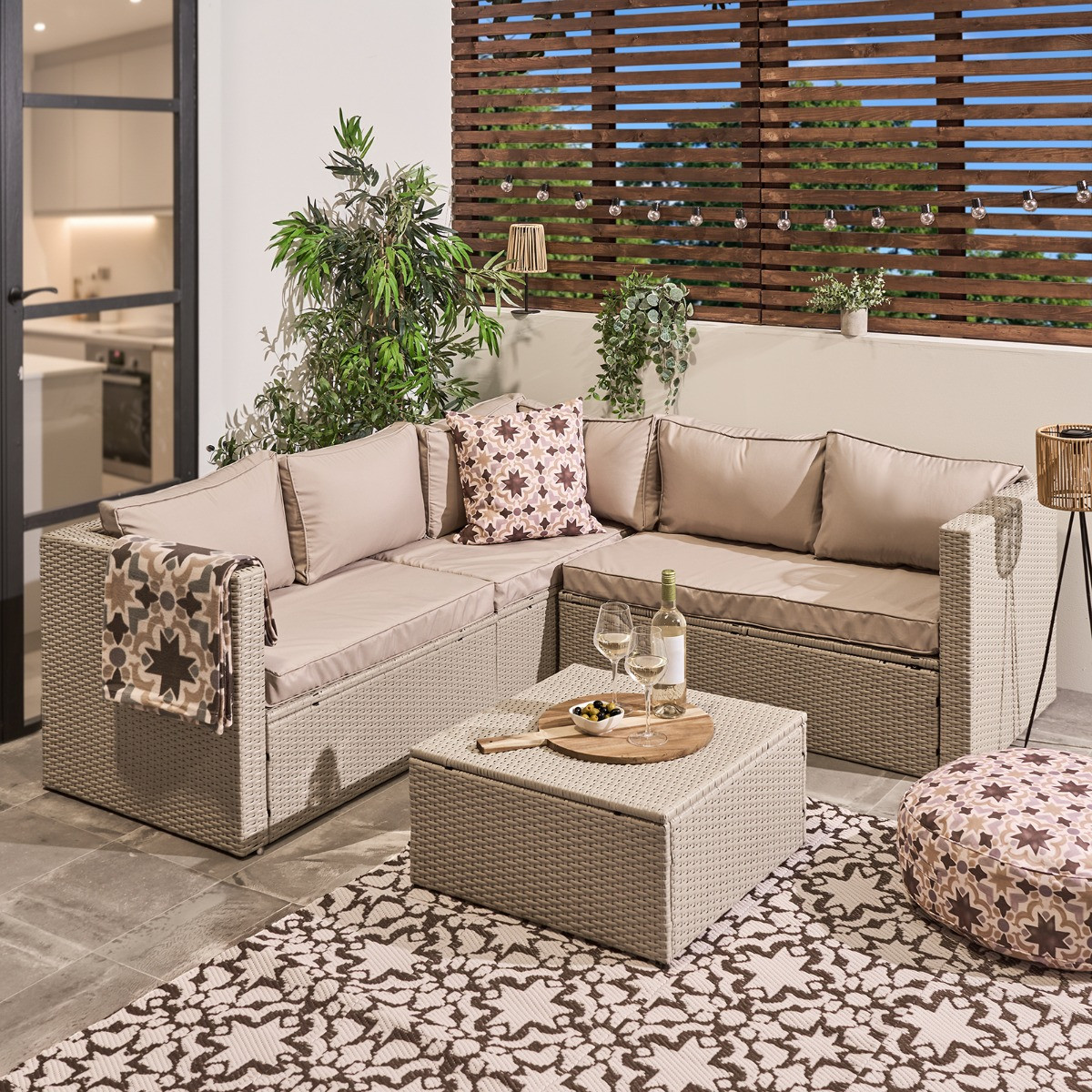 OHS Tuscany 5 Seater Rattan Sofa Set - Natural>