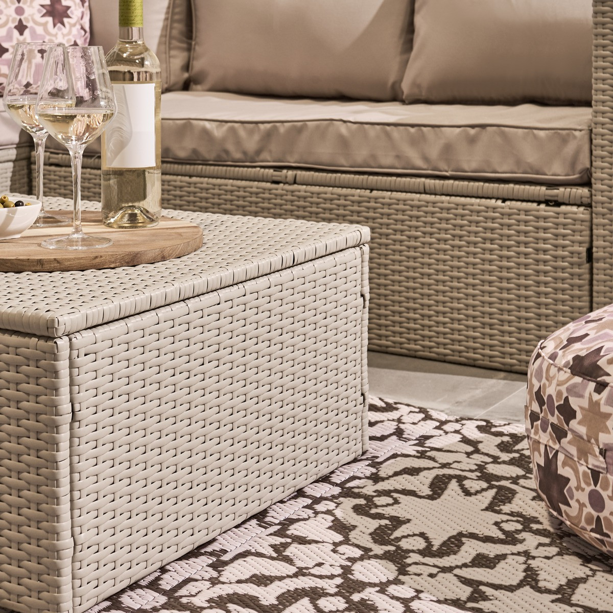 OHS Tuscany 5 Seater Rattan Sofa Set - Natural>