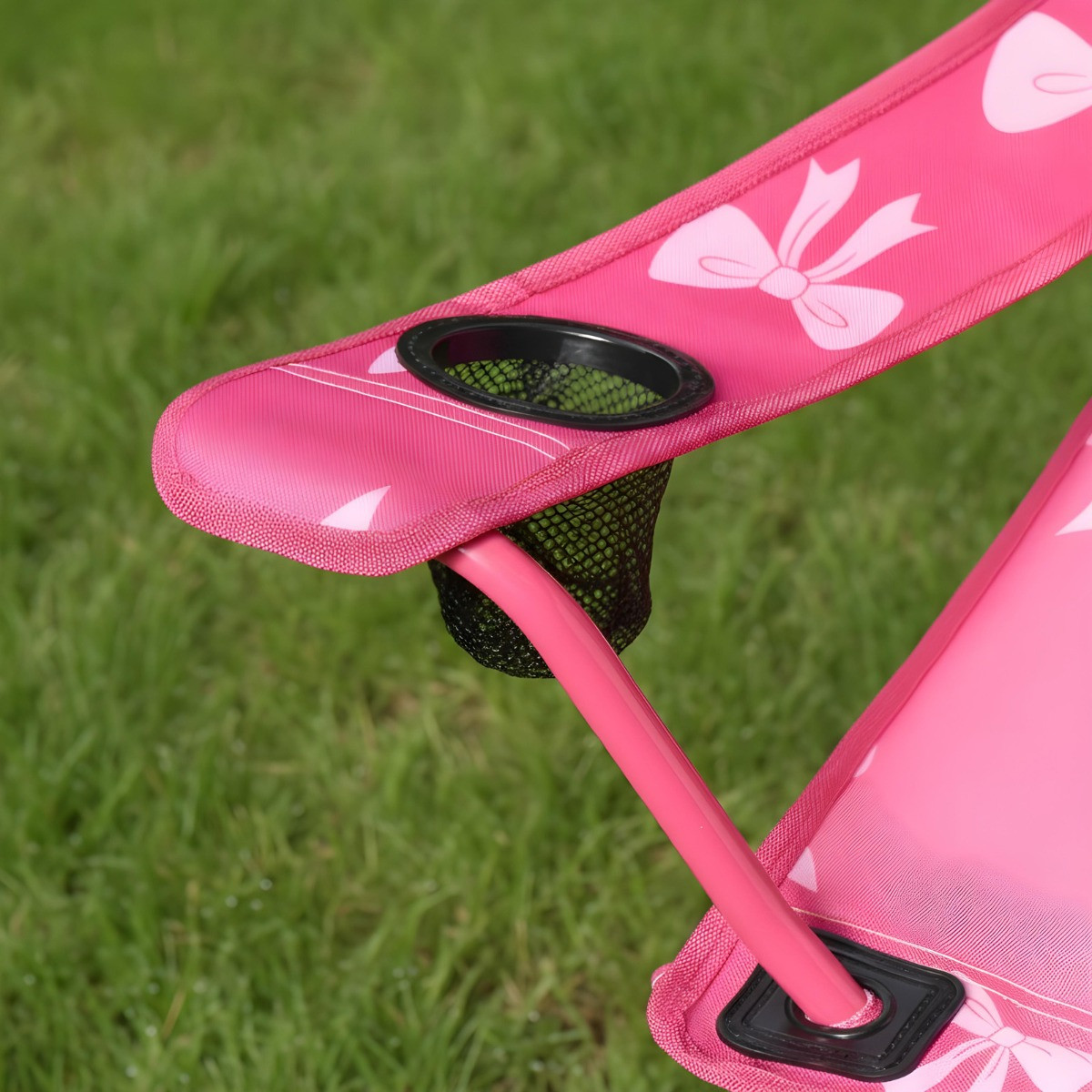 OHS Adults Bow Print Foldable Camping Chair - Hot Pink>