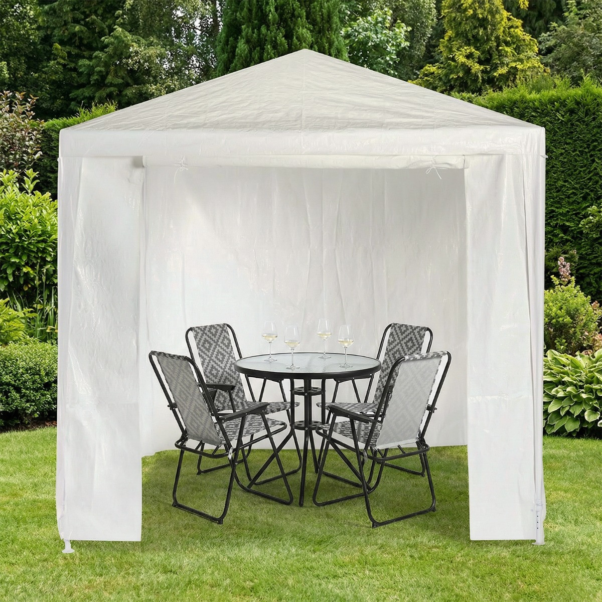 OHS Small Water Resistant Gazebo With Sides - White>
