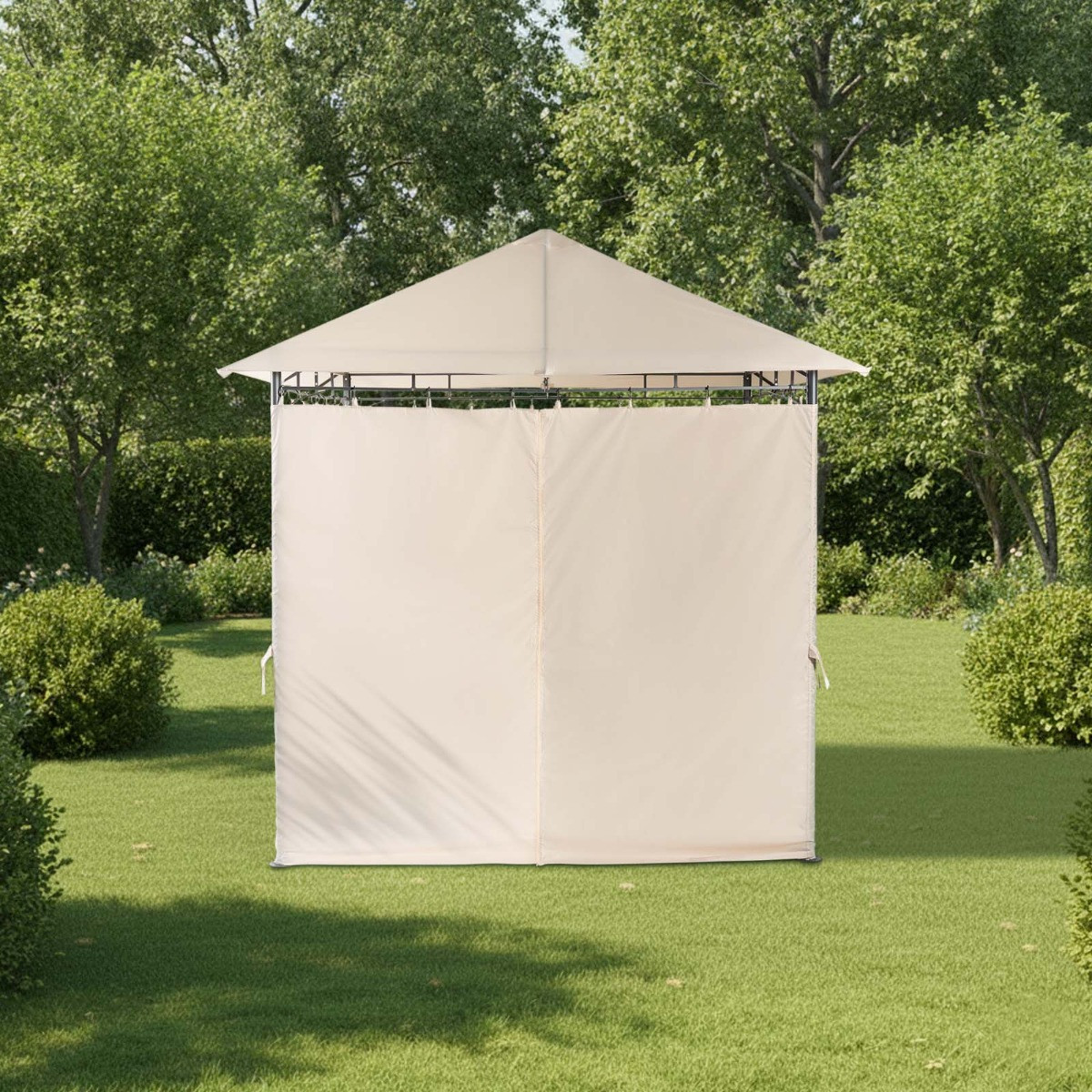 OHS Water Resistant Gazebo With Curtains - Natural>