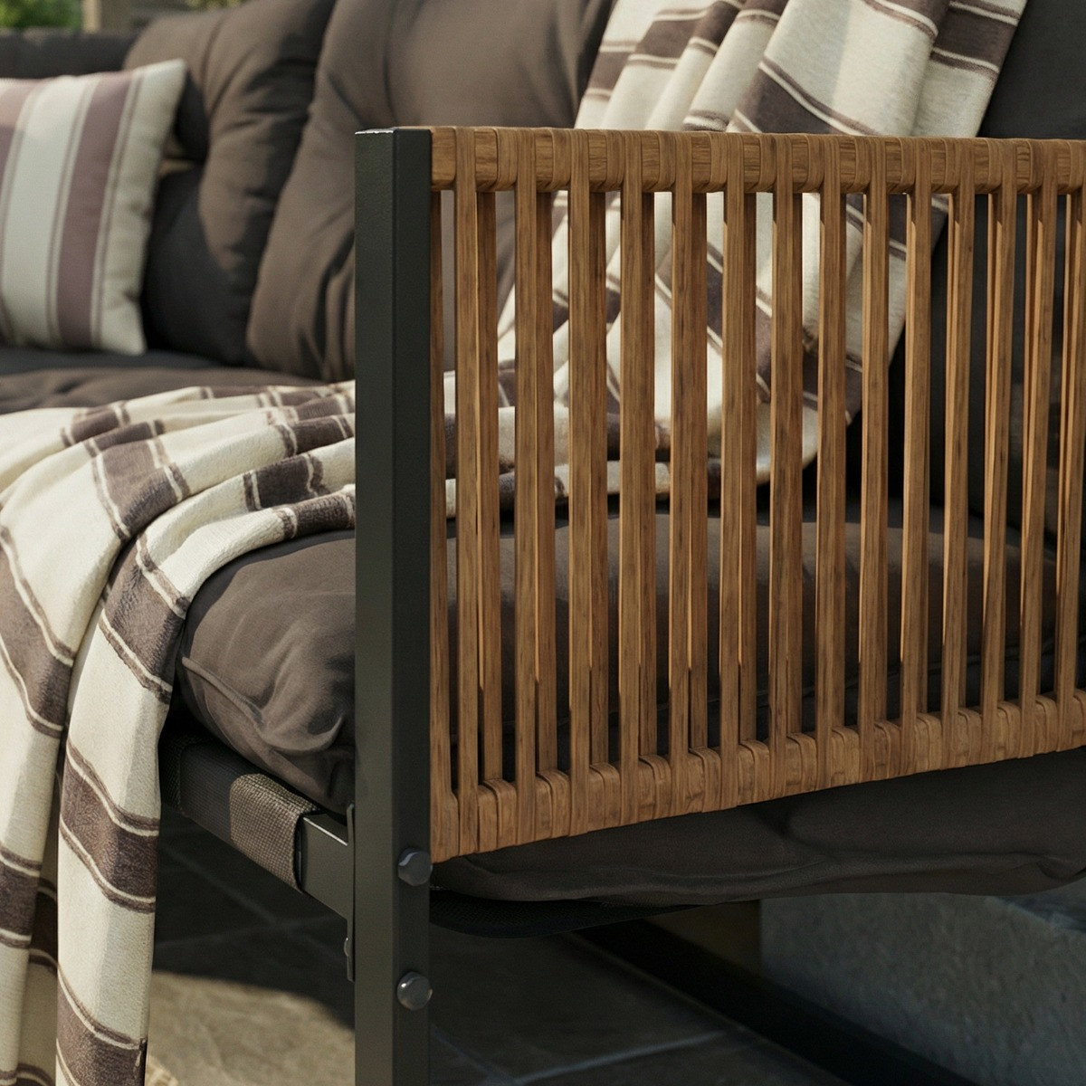 OHS Santorini 5 Seater Corner Sofa Set - Chocolate>