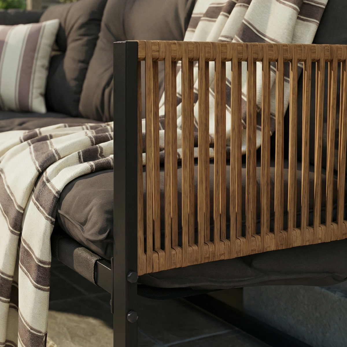 OHS Santorini 5 Seater Corner Sofa Set - Chocolate>