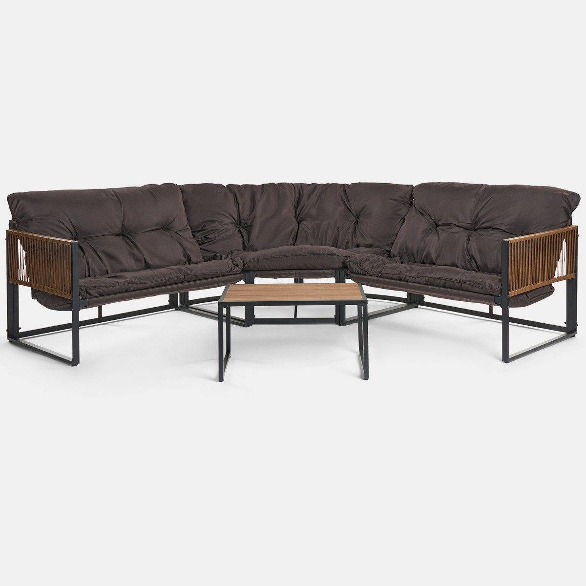 OHS Santorini 5 Seater Corner Sofa Set - Chocolate>