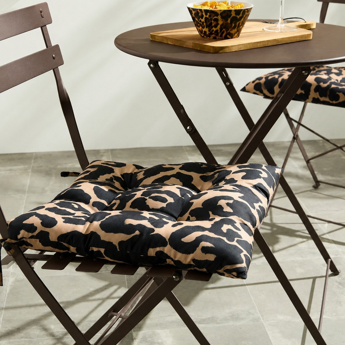 OHS Indoor/Outdoor Leopard Print Seat Pads - Natural>