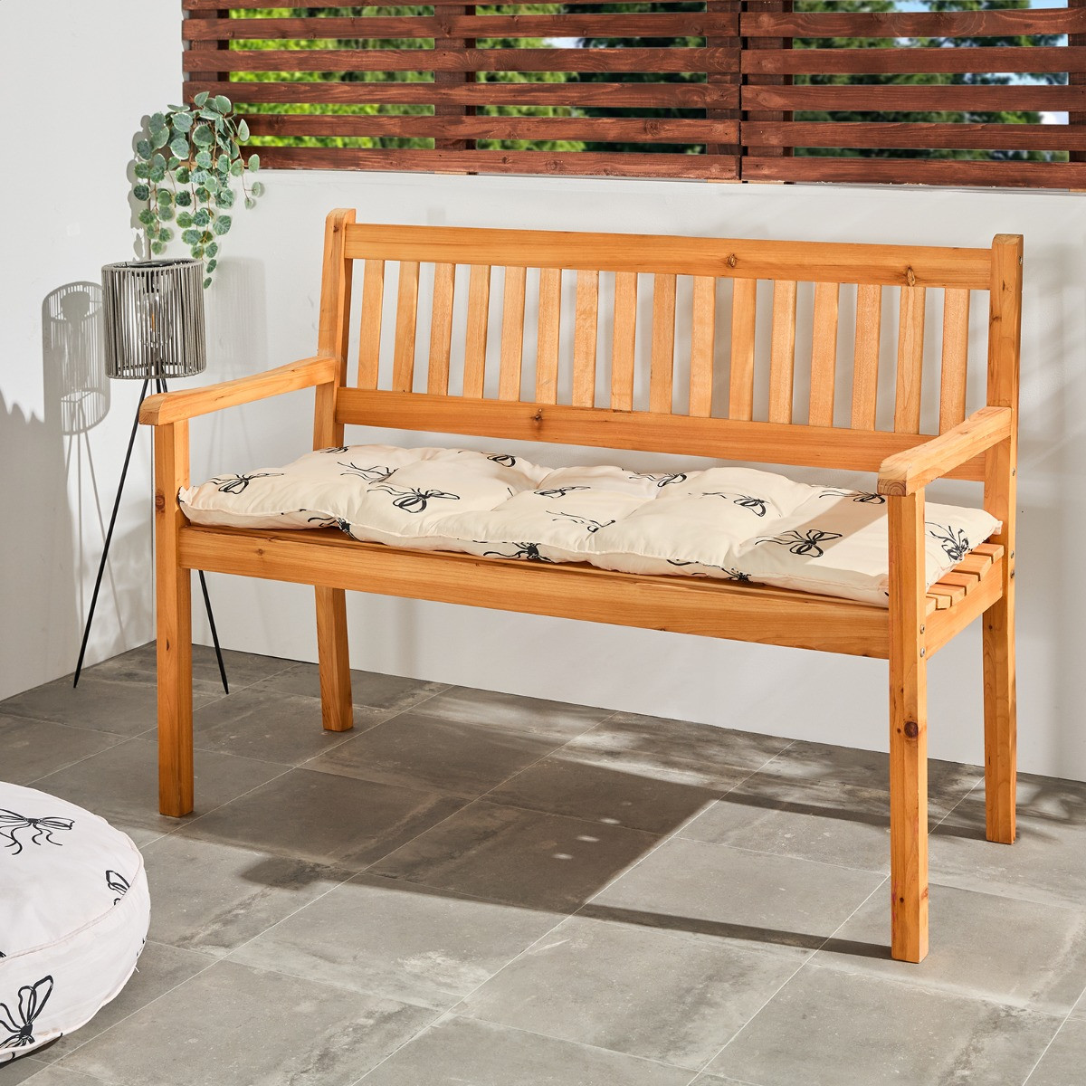 OHS 2-Seater Indoor/Outdoor Bow Print Bench Pad - Monochrome>