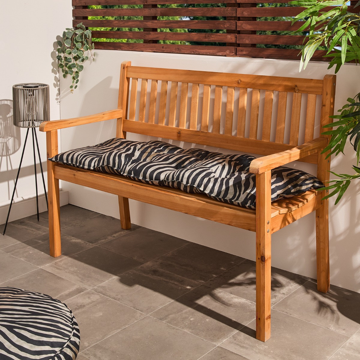 OHS 2-Seater Indoor/Outdoor Zebra Print Bench Pad - Monochrome>