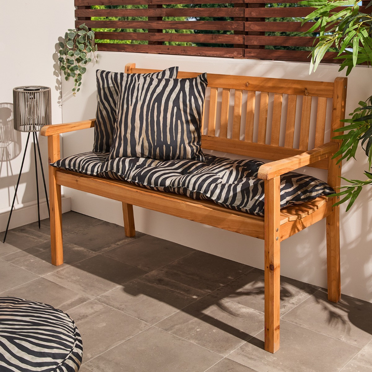 OHS 2-Seater Indoor/Outdoor Zebra Print Bench Pad - Monochrome>