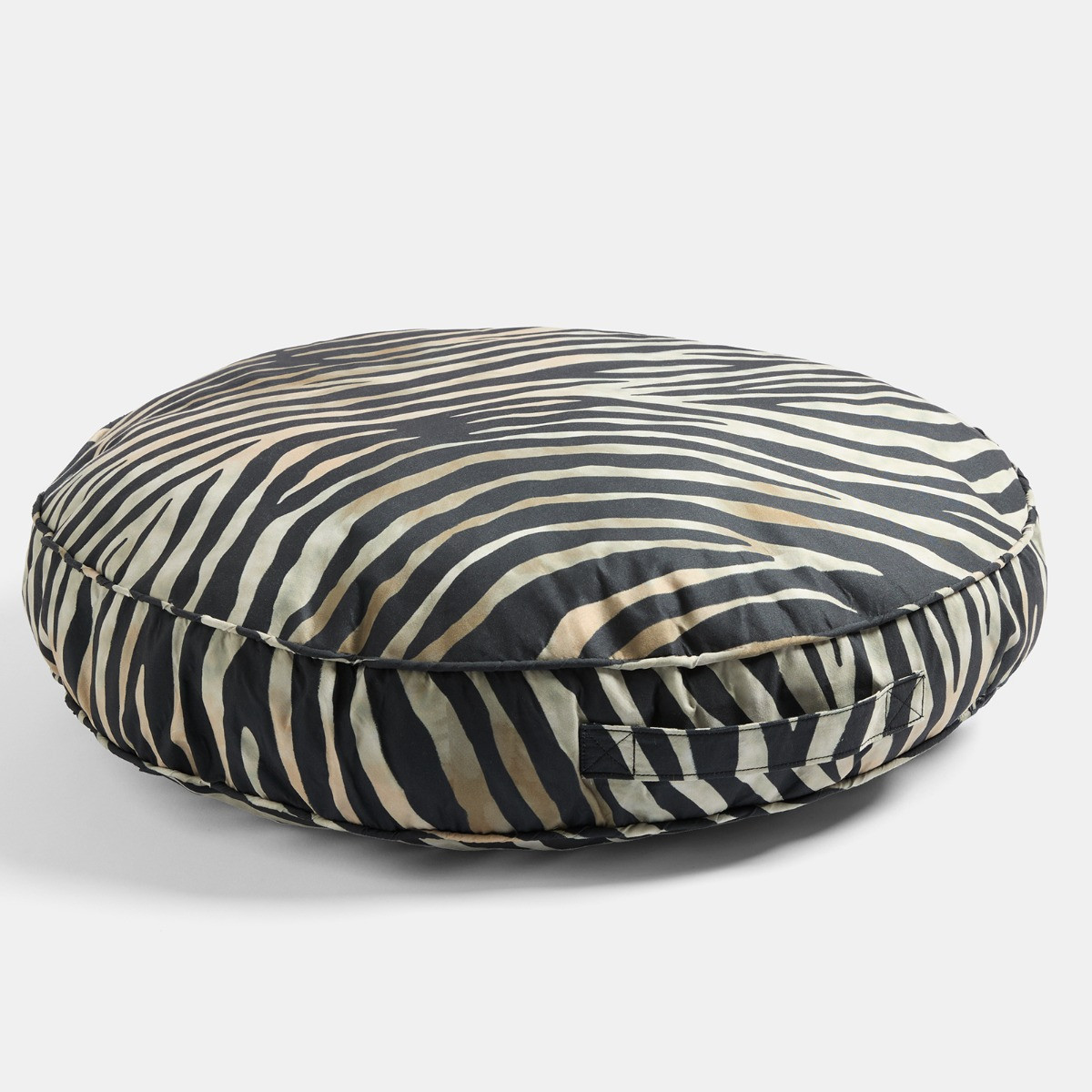 OHS Indoor/Outdoor Zebra Print Round Filled Cushion - Monochrome>