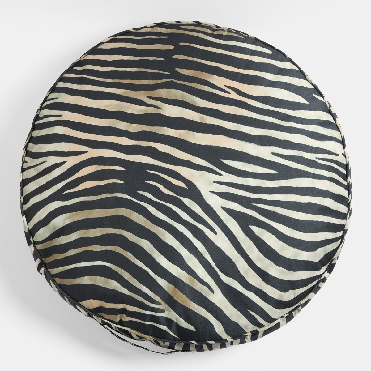 OHS Indoor/Outdoor Zebra Print Round Filled Cushion - Monochrome>