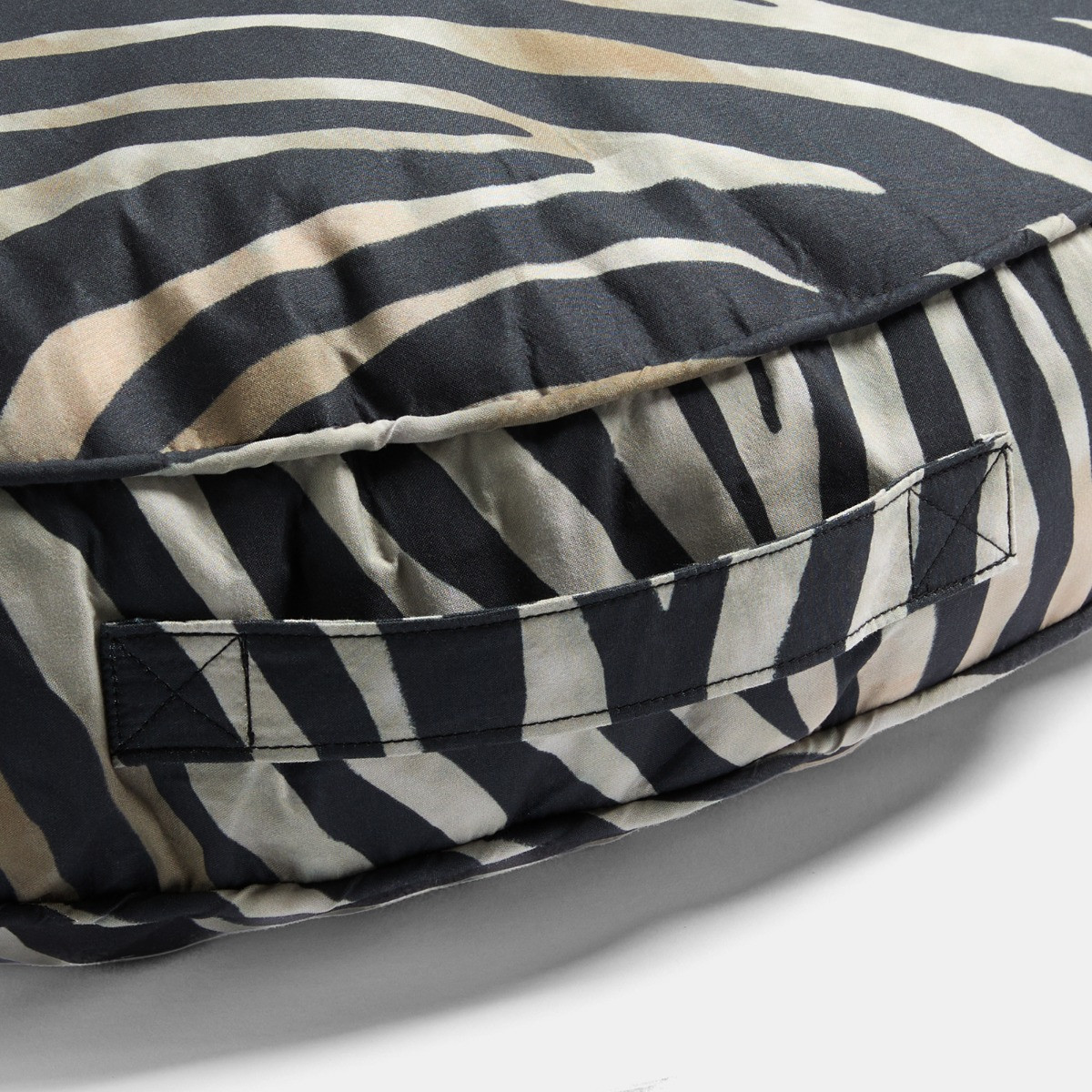 OHS Indoor/Outdoor Zebra Print Round Filled Cushion - Monochrome>
