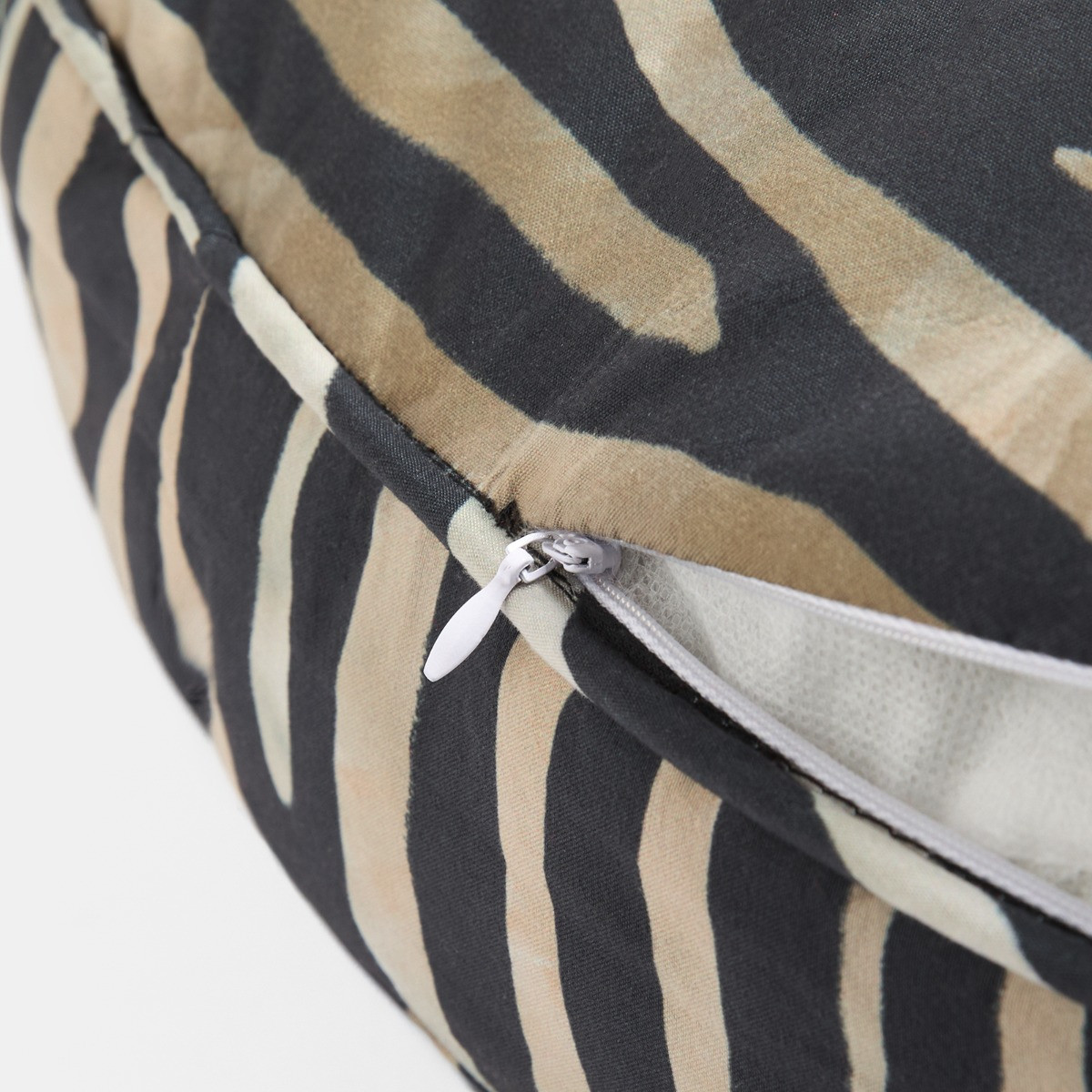OHS Indoor/Outdoor Zebra Print Round Filled Cushion - Monochrome>