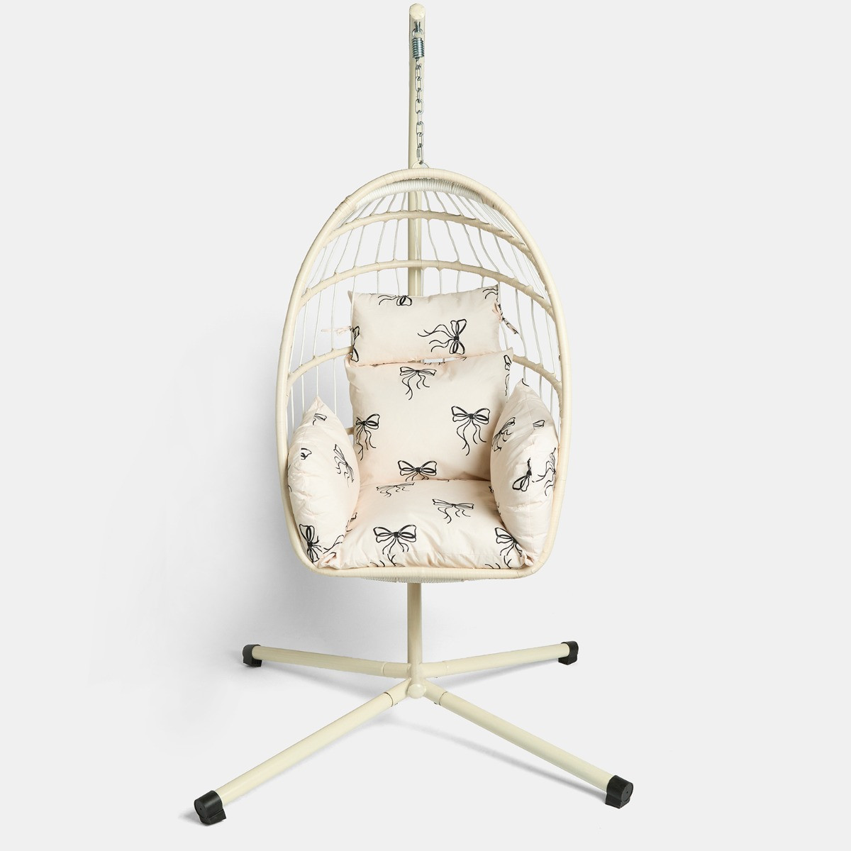 OHS Bow Print Egg Chair Cushion with Headrest - Monochrome>
