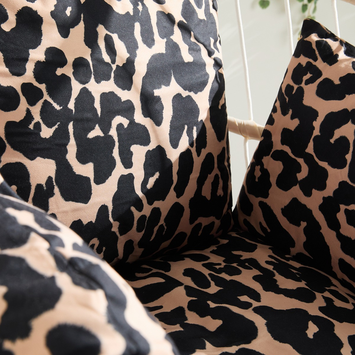 OHS Leopard Print Egg Chair Cushion with Headrest - Natural>