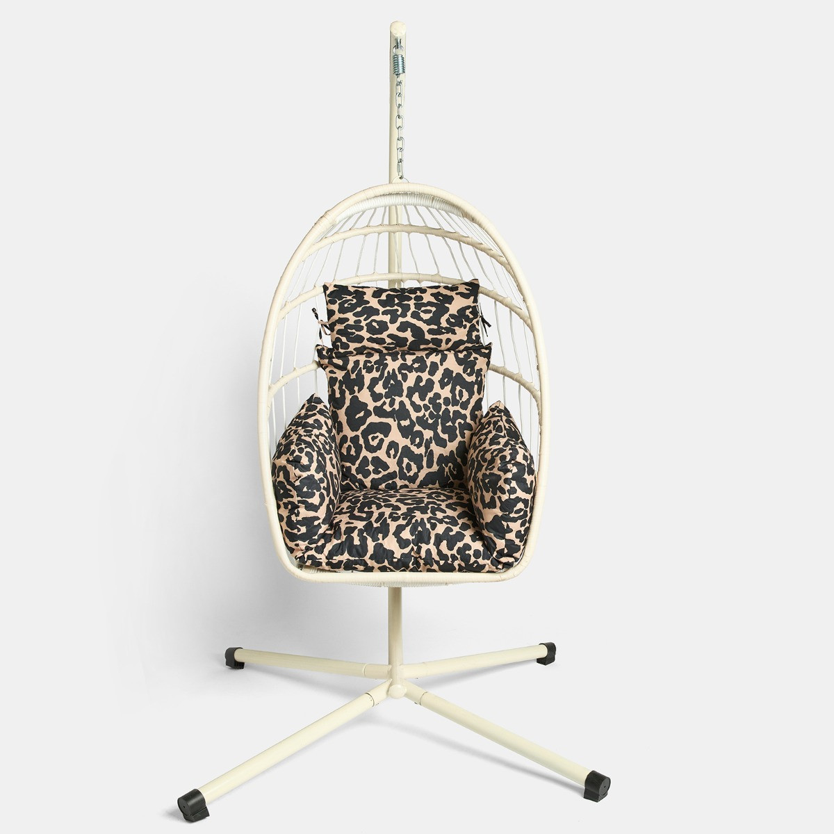 OHS Leopard Print Egg Chair Cushion with Headrest - Natural>