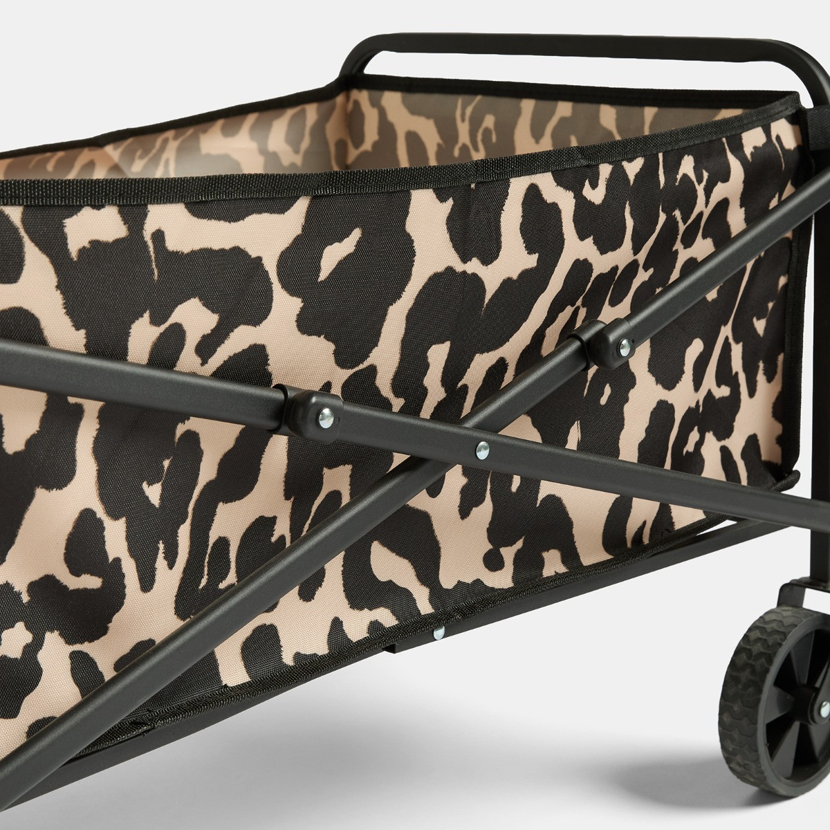 OHS Leopard Print Foldable Camping Trolley - Natural>