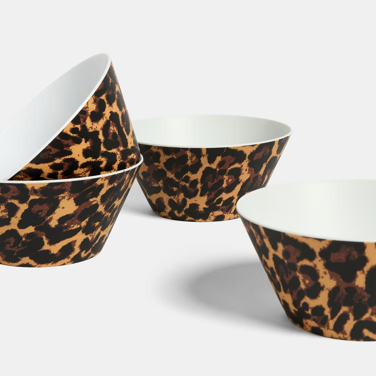 OHS Leopard Print Picnic Bowls, Natural - 4 Pack>