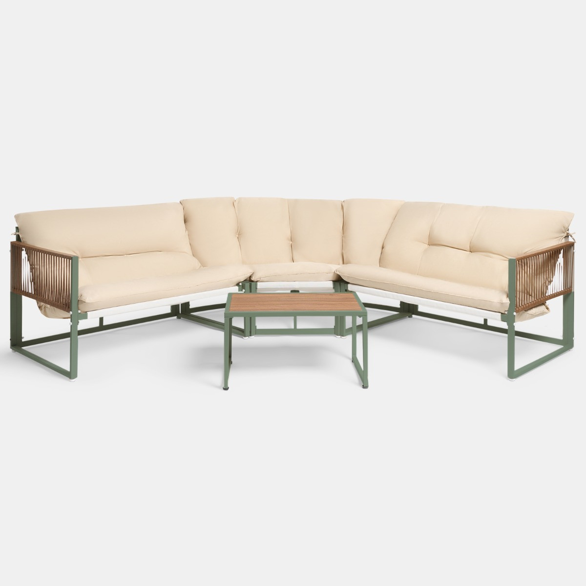 OHS Santorini 5 Seater Corner Sofa Set - Sage/Cream>